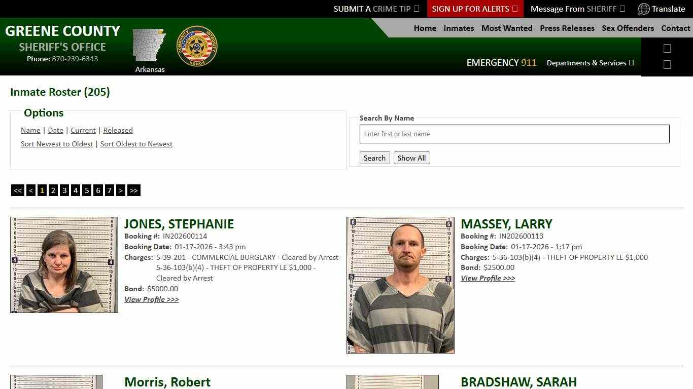 Inmate Roster - Current Inmates Booking Date Descending - Greene County AR Sheriff's Office