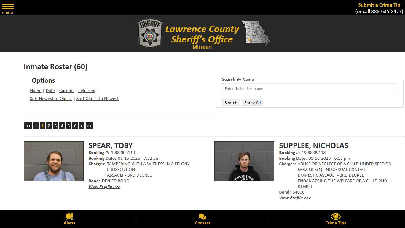 Inmate Roster - Current Inmates Booking Date Descending - Lawrence County Sheriff MO